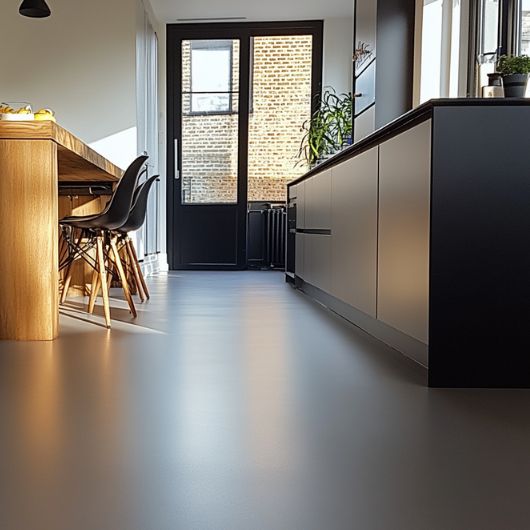 Cementgebonden gietvloer in keuken