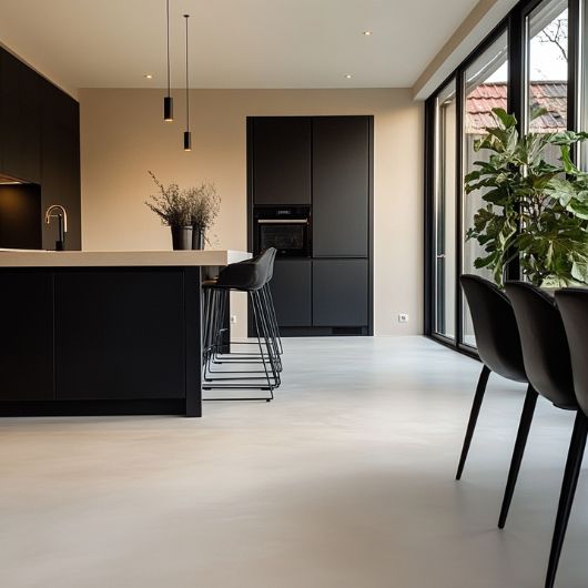 Lavasteen gietvloer in keuken