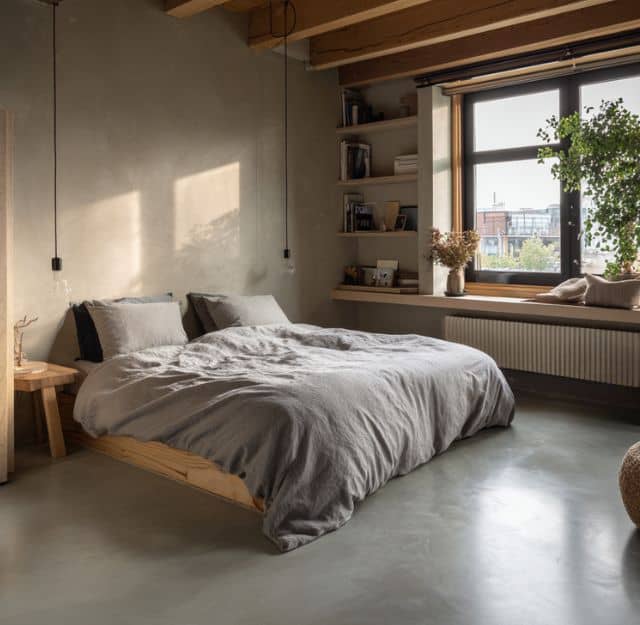 Woonbeton in slaapkamer